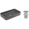 Comad Sada keramického umývadla na dosku a výpusti Slim 60 cm šedá Comad Sada keramického umývadla na dosku a výpusti Slim 60 cm šedá