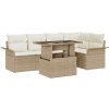 6-dielna Súprava Záhradného Nábytku s Vankúšmi Béžová Polyratan, Záhradná Sedačka 6-dielna Súprava Záhradného Nábytku s Vankúšmi Béžová Polyratan, Záhradná Sedačka