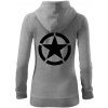 Army hvězda mikina dámska trendy zipper s kapucňou Tmavosivý melír