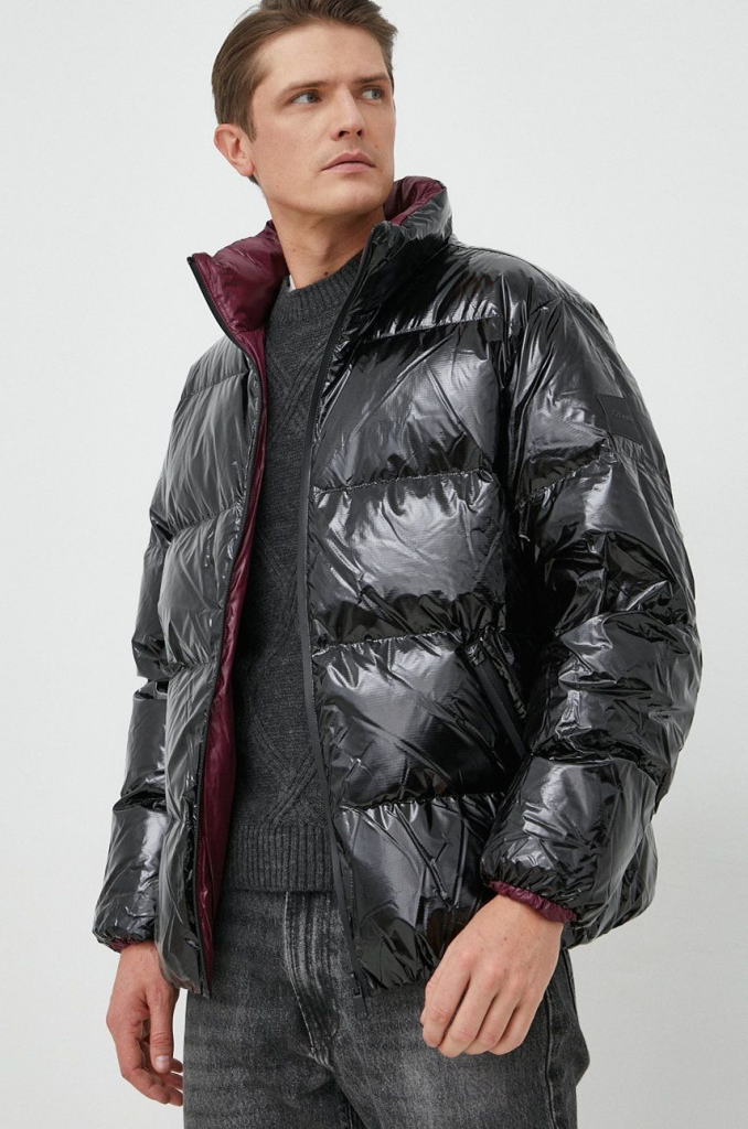 Calvin Klein páperová obojstranná bunda pánska čierna zimná