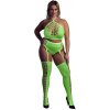 Ouch! Glow in the Dark Two Piece with Crop Top and Stockings Neon Green