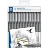 Liner, sada, 12 rôznych hrúbok, STAEDTLER Pigment Liner 308, čierna Liner, sada, 12 rôznych hrúbok, STAEDTLER Pigment Liner 308, čierna