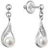 Zlaté 14 karátové náušnice slza visiace biele zlato s riečnou perlou a briliantmi 81PB00047 Zlaté 14 karátové náušnice slza visiace biele zlato s riečnou perlou a briliantmi 81PB00047
