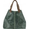 Talianske dámska kožená kabelka hadia koža na plece Talianska tmavo Vanda verde zelená