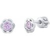 Silvego Strieborné náušnice kôstky kvietky Clementina fialové s Brilliance Zirconia dámske aj detské SILVEGOB70399SBDV Silvego Strieborné náušnice kôstky kvietky Clementina fialové s Brilliance Zirconia dámske aj detské SILVEGOB70399SBDV