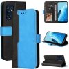 Peňaženkové kožené puzdro Stitching-Color na Oppo Reno 7 5G - Modrá Peňaženkové kožené puzdro Stitching-Color na Oppo Reno 7 5G - Modrá