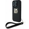 DKNY PU Leather Stack Logo Wrist Strap pre iPhone 16 Pro Black