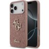 GUESS PU pevný kryt s kovovým logom 4G a trblietkami pre Apple iPhone 17 Pro Max - Ružový GUESS PU pevný kryt s kovovým logom 4G a trblietkami pre Apple iPhone 17 Pro Max - Ružový