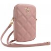 Guess PU Quilted 4G Metal Logo Wallet Phone Bag Zipper ružové