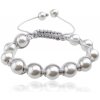Šperky eshop - Náramok Shamballa, lesklé striebristé perly Q18.09 Šperky eshop - Náramok Shamballa, lesklé striebristé perly Q18.09