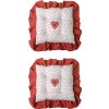Vankúš - podsedák v bielo-červenom farebnom prevedení s dekorom srdiečok a bodiek 40 x 40 cm 42622 Vankúš - podsedák v bielo-červenom farebnom prevedení s dekorom srdiečok a bodiek 40 x 40 cm 42622