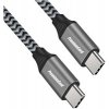 PremiumCord ku31cw1 USB-C M/M, 100W 20V/5A 480Mbps bavlněný oplet, 1m PremiumCord ku31cw1 USB-C M/M, 100W 20V/5A 480Mbps bavlněný oplet, 1m