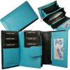 Impex Ochrana RFID - Veľká dámska peňaženka s 12 slotmi na karty - hovädzia koža nappa čierna/tyrkysová Veľkosť: UNI Impex Ochrana RFID - Veľká dámska peňaženka s 12 slotmi na karty - hovädzia koža nappa čierna/tyrkysová Veľkosť: UNI