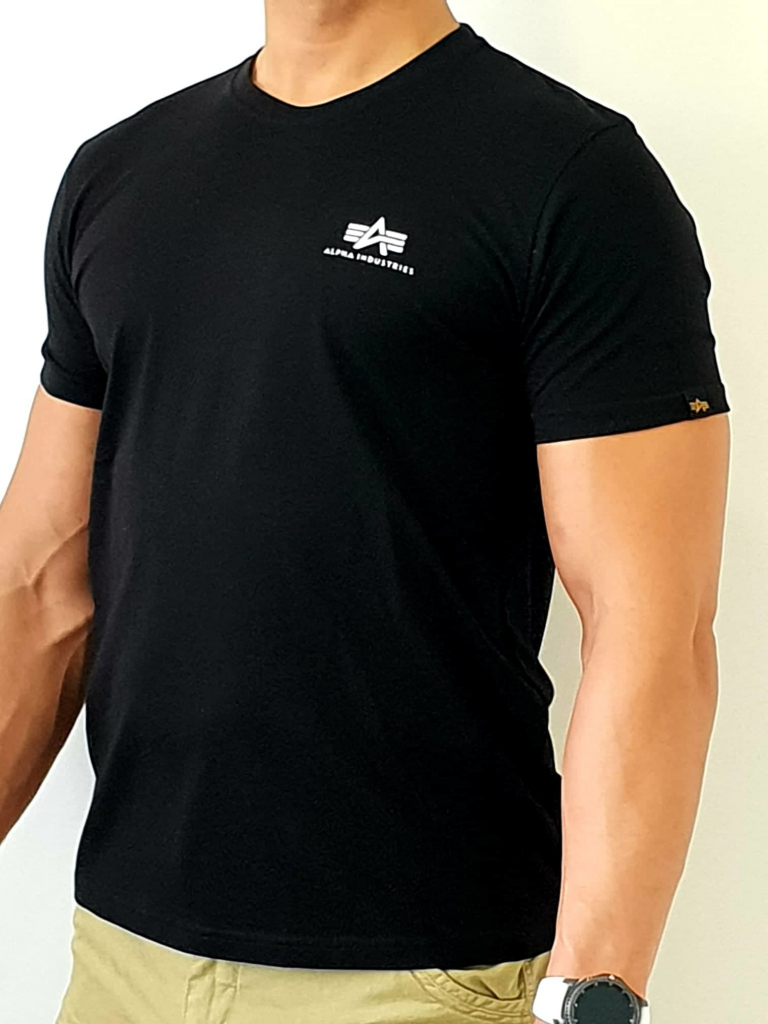 Alpha Industries Basic T Small logo black tričko pánske čierne