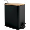 Spirella pedálový odpadkový koš Erik, matný černý, ocel, bambusové víko, 5 l