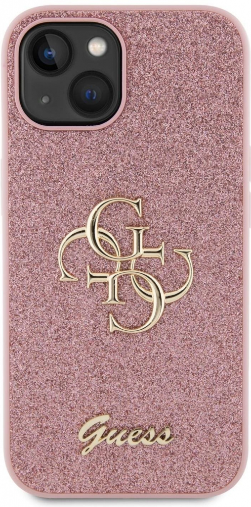 Guess PU Fixed Glitter 4G Metal Logo iPhone 13 ružové