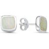 MSPERK Moderné dámske 8 mm strieborné náušnice so štvorcovým bielym opálom Ag 925/1000: 1,5g MSPERK Moderné dámske 8 mm strieborné náušnice so štvorcovým bielym opálom Ag 925/1000: 1,5g