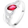 Šperky eshop - Strieborný 925 prsteň, zirkónové a hladké vlny, červený zrniečkový kameň U18.05 - Veľkosť: 50 mm Šperky eshop - Strieborný 925 prsteň, zirkónové a hladké vlny, červený zrniečkový kameň U18.05 - Veľkosť: 50 mm