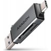 Čítačka kariet AXAGON CRE-DAC MINI card reader SD/microSD, UHS-I, SUPERSPEED USB-A + USB-C (CRE-DAC)