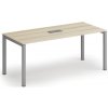 Rokovací stôl PRIMO SQUARE, 180x80 cm, dub prírodný + stolová zásuvka TYP I, strieborná Rokovací stôl PRIMO SQUARE, 180x80 cm, dub prírodný + stolová zásuvka TYP I, strieborná