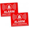 nálepka - ALARM objekt zabezpečený elektronickým bezpečnostným systémom - červená 2ks nálepka - ALARM objekt zabezpečený elektronickým bezpečnostným systémom - červená 2ks