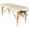 BodyFit skladacie XXL 2-zónové drevené masážne lôžko s úložným priestorom 223x70,5cm - béžová