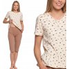 DÁMSKE BAVLNENÉ PYŽAMO S KRÁTKYM RUKÁVOM, DVOJDIELNE MORAJ S VOLÁNIKOM S DÁMSKE BAVLNENÉ PYŽAMO S KRÁTKYM RUKÁVOM, DVOJDIELNE MORAJ S VOLÁNIKOM S