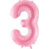 PartyDeco Fóliový balón číslo 3, 86cm pink PartyDeco Fóliový balón číslo 3, 86cm pink