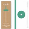 Muuki Frosted Green Silikónová slamka s čistiacou kefkou s viečkom