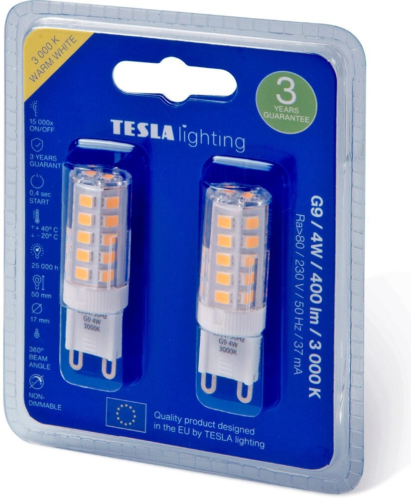 Tesla LED žiarovka G9/ 4W/ 230V/ 400lm/ 3000K/ teplá biela 2pack