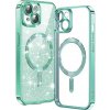Techsuit Luxury Glitter MagSafe kryt na iPhone 15 – svetlo zelený