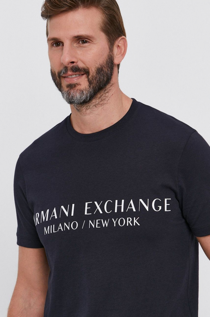 Armani Exchange tričko pánske s potlačou tmavomodré