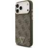 Guess PU Leather 4G Strass Triangle Logo Gold Frame MagSafe Zadní Kryt pro iPhone 17 Pro Max Brown
