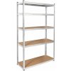 Rebel RB-1252 Kovový regál, 5 políc, 205 x 120 x 45 cm, 750 kg, strieborný Rebel RB-1252 Kovový regál, 5 políc, 205 x 120 x 45 cm, 750 kg, strieborný