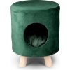 Maxxpro Košík pre mačku na nohách Puf domček pelech zelený zamat Maxxpro Košík pre mačku na nohách Puf domček pelech zelený zamat