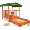 Jurhan Pieskovisko s verandou HAPPY, 130x130x143cm, hnedá/zelená 66727Z Jurhan Pieskovisko s verandou HAPPY, 130x130x143cm, hnedá/zelená 66727Z