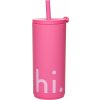 Cestovný hrnček Design Letters Hi so slamkou mäkká povrchová úprava 500 ml ružový Cestovný hrnček Design Letters Hi so slamkou mäkká povrchová úprava 500 ml ružový