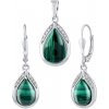 Stříbrný set šperků s pravým Malachitem a Brilliance Zirconia - náušnice a přívěsek JST13327SMA Stříbrný set šperků s pravým Malachitem a Brilliance Zirconia - náušnice a přívěsek JST13327SMA