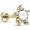 Danfil Labreta Piercingové náušnice s perlou DF 6099 zo žltého zlata s briliantom