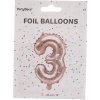 PartyDeco Fóliový balón Mini Číslo 3 ružovo zlatý PartyDeco Fóliový balón Mini Číslo 3 ružovo zlatý