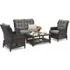 Garden Point Malaga Coffee 4 antracitová súprava záhradného nábytku