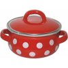 Nízky hrniec s pokrievkou červený bodkovaný 12 cm 0,8 l METALAC MCK4845 Nízky hrniec s pokrievkou červený bodkovaný 12 cm 0,8 l METALAC MCK4845