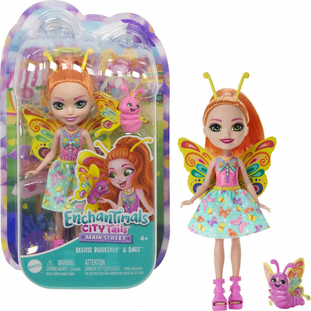 Mattel Enchantimals City Tails a zvířátko Belisse Butterfly a Dart