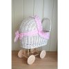 Biely prútený kočík s ružovým volánikom WGUM15 ruzova Biely prútený kočík s ružovým volánikom WGUM15 ruzova