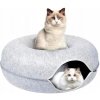 Tunelový pelech pre mačku, okrúhly Domček, pohodlný šiškový donut - svetlosivý Tunelový pelech pre mačku, okrúhly Domček, pohodlný šiškový donut - svetlosivý