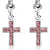 Šperky eshop - Puzetky zo striebra 925 - visiaci ružový kríž so zirkónmi U13.14 Šperky eshop - Puzetky zo striebra 925 - visiaci ružový kríž so zirkónmi U13.14