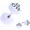 Šperky eshop - Falošný akrylový piercing do ucha - čierne kontúry hviezd AA40.10 Šperky eshop - Falošný akrylový piercing do ucha - čierne kontúry hviezd AA40.10