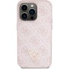 Púzdro Guess PU 4G Strass Triangle Metal Logo iPhone 15 Pro ružové