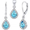Silvego Súprava strieborných šperkov GENEVA s pravým modrým Topazom náušnice a prívesok JJJ1393TS
