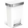 Pedálový odpadkový kôš Simplehuman - 45 l, vrecko na sáčky, obdĺžnikový, biely plast / nerez (CW1387CB) Pedálový odpadkový kôš Simplehuman - 45 l, vrecko na sáčky, obdĺžnikový, biely plast / nerez (CW1387CB)